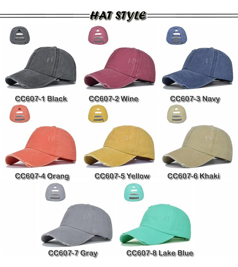 Cap Tongue Duck With Holes Ponytail Washed Baseball Cap Net Cap Cotton Material