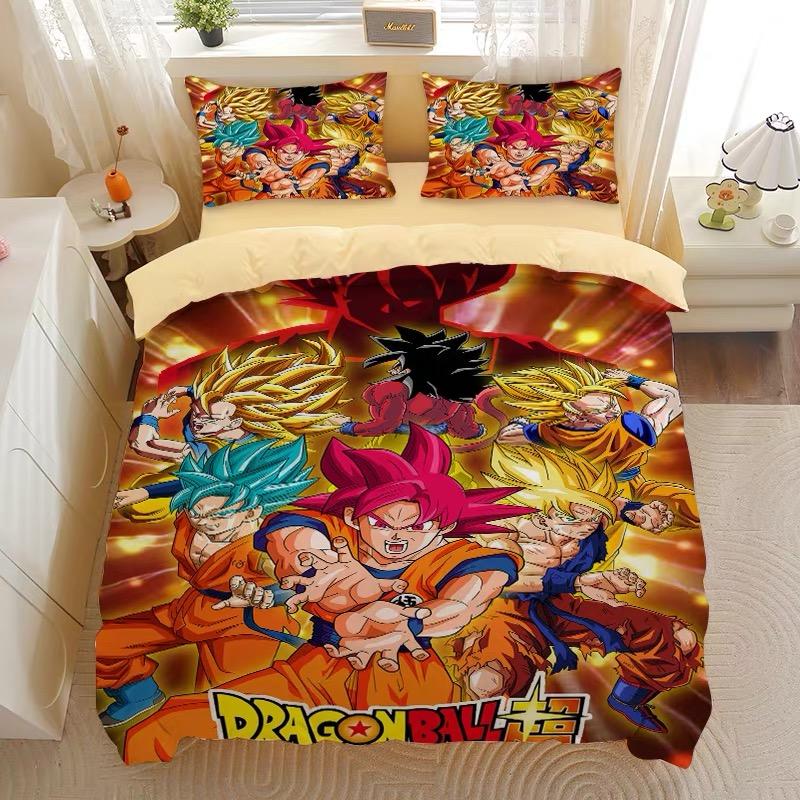 Bandai Print Dragon Ball Bedding Set Duvet Cover Pillowcase Anime Cartoon Twin Full Queen Bed Comforter Cover Boys Bedroom Gifts