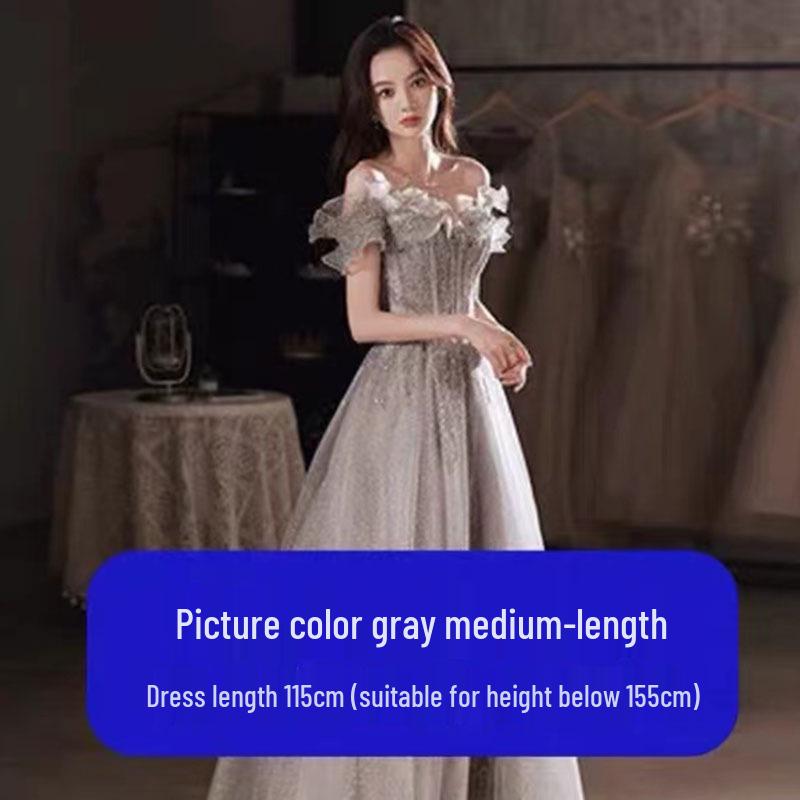 

2025 Элегантное вечернее платье с открытыми плечами для женщин - Летний сказочный стиль для банкетов и дней рождений L