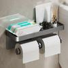 Porte-rouleau de papier toilette mural en alliage d'aluminium, sans perçage, pour salle de bain et cuisine