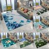 Nature Floral Pattern Floor Mat Various Styles with Flowers Butterflies and Water Scenes Non - Slip Rug for Home Decor