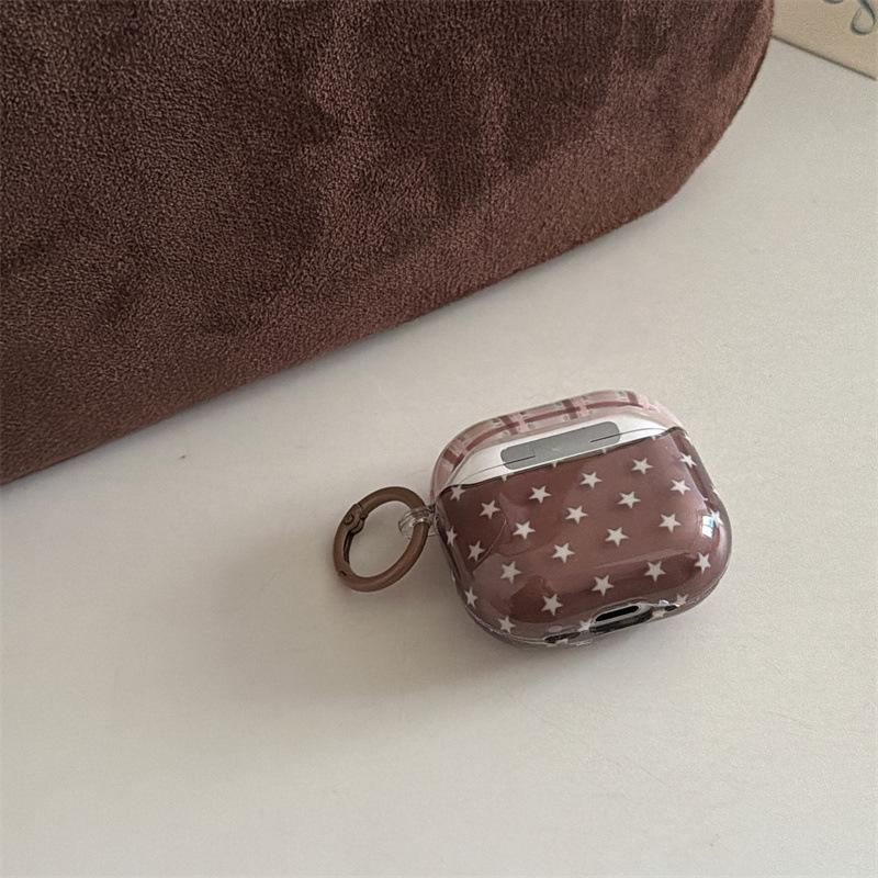 Rice brown plaid star pendant AirPods 1 generation earphone case for Apple AirpodsPro1/1 generation