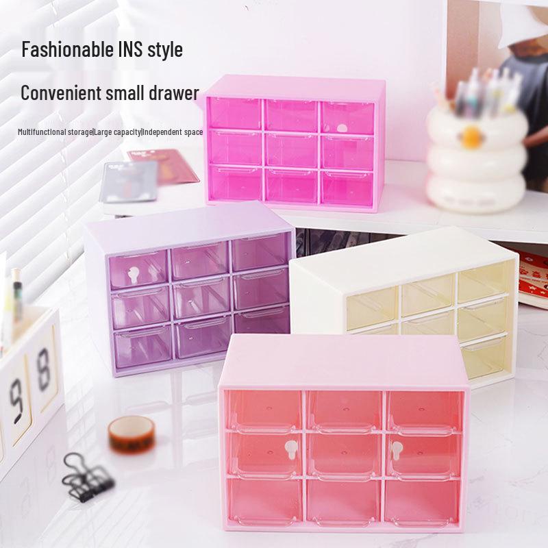 Beaded Transparent Nine-Grid Hair Accessories and Jewelry Storage Box