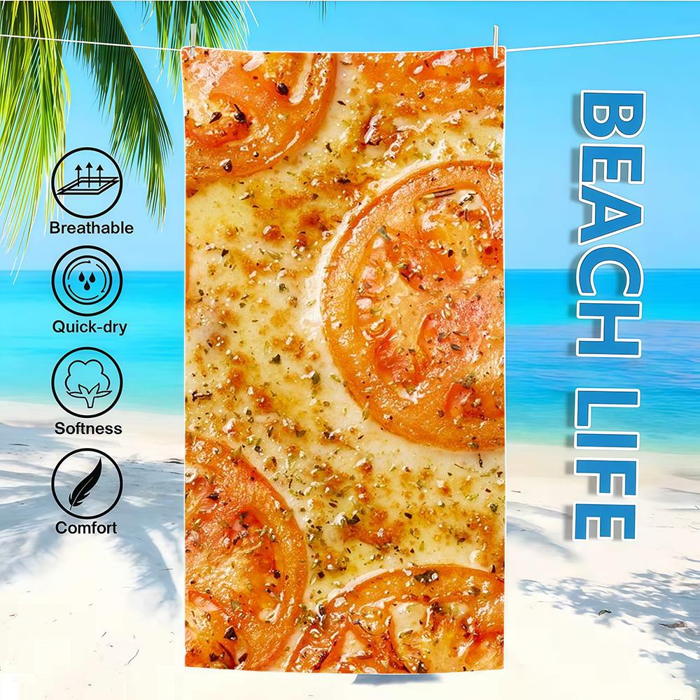 

Pizza Towel Textile Bathrobe Beach Quick-Drying Lightweight Portable Camping Swim Delicious Pool Travel W40*H60(CM)