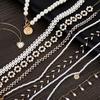 Böhmische Dame Perle mehrschichtige Blume Schleife Herz Halsband kurze ultrafeine Schlüsselbeinkette Halskette