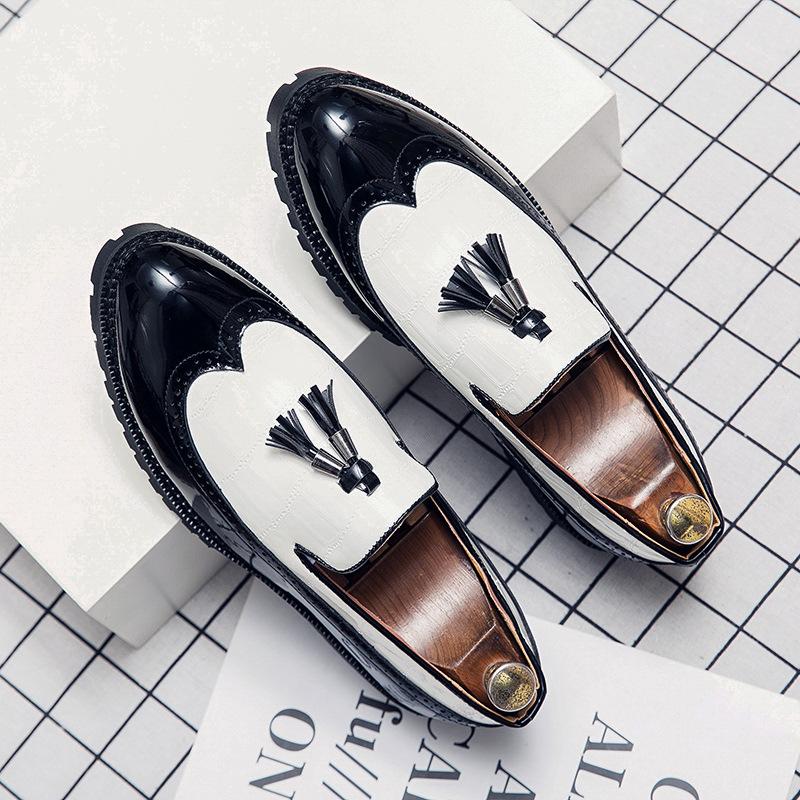 

Men s shoes Brock color matching small leather shoes men s large size four-season fashion retro foreign trade British style casual leather shoes 42