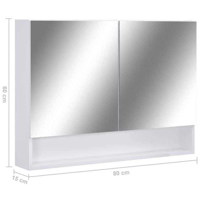 VidaXL Armoire à Miroir de Salle de Bain LED Armoire Murale Meuble de Rangement à Miroir de Toilette Maison Intérieur Blanc 323604