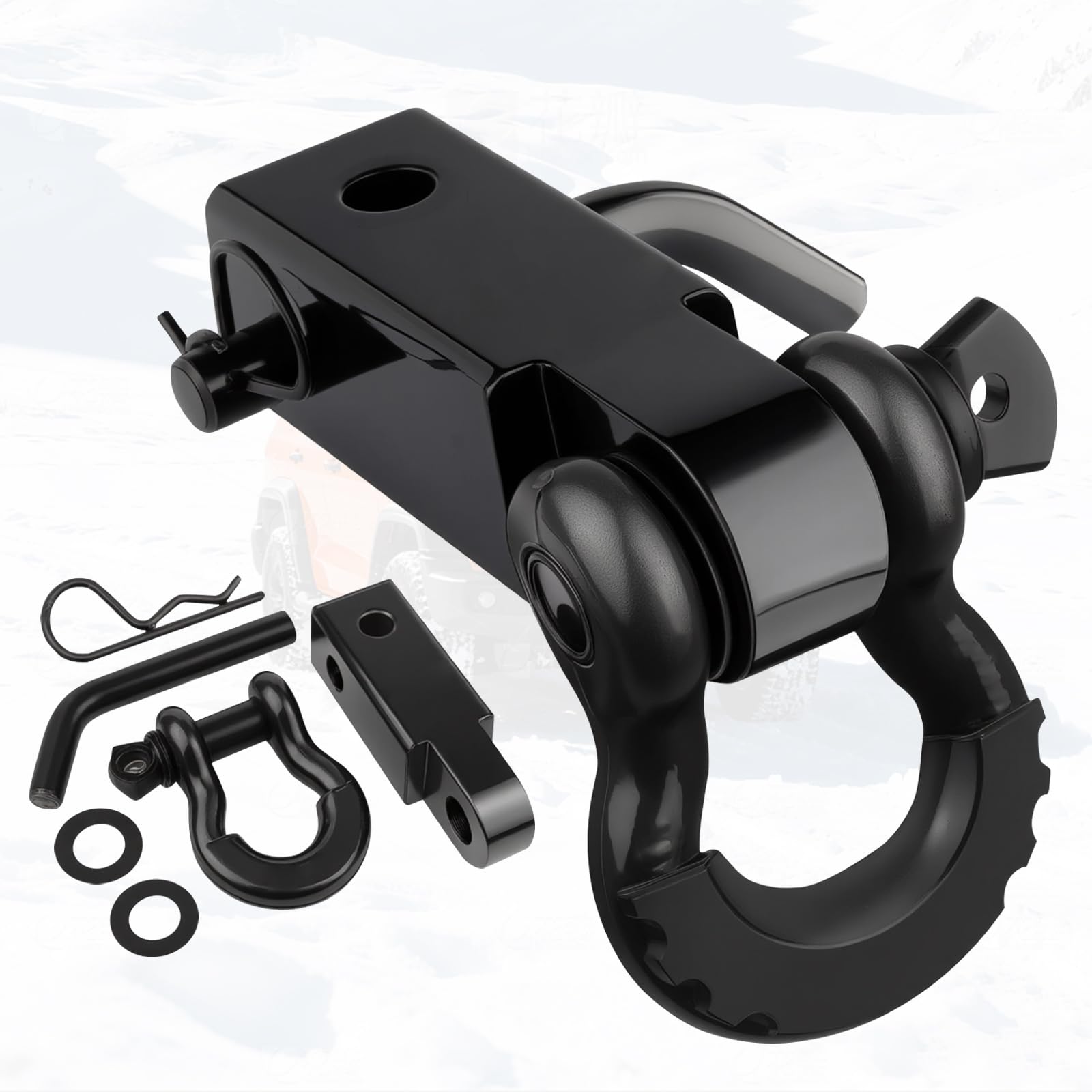 Fu-de-mo Hitch Receiver Universal 2-inch Shackle Hitch 3/4 D-ring Shackle Towing Hook Trailer Hitch with Lock Pin Clip Towing Ring Car Towing Hook Ru