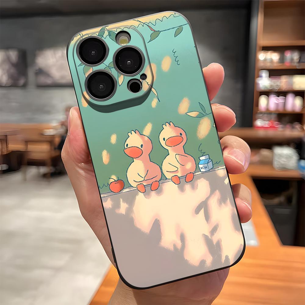 Cute Cartoon Duck Phone Case For IPhone 17 Pro Max 15 Pro 16 14 Plus 12 13 Mini 11 Pro Shockproof Soft Cover
