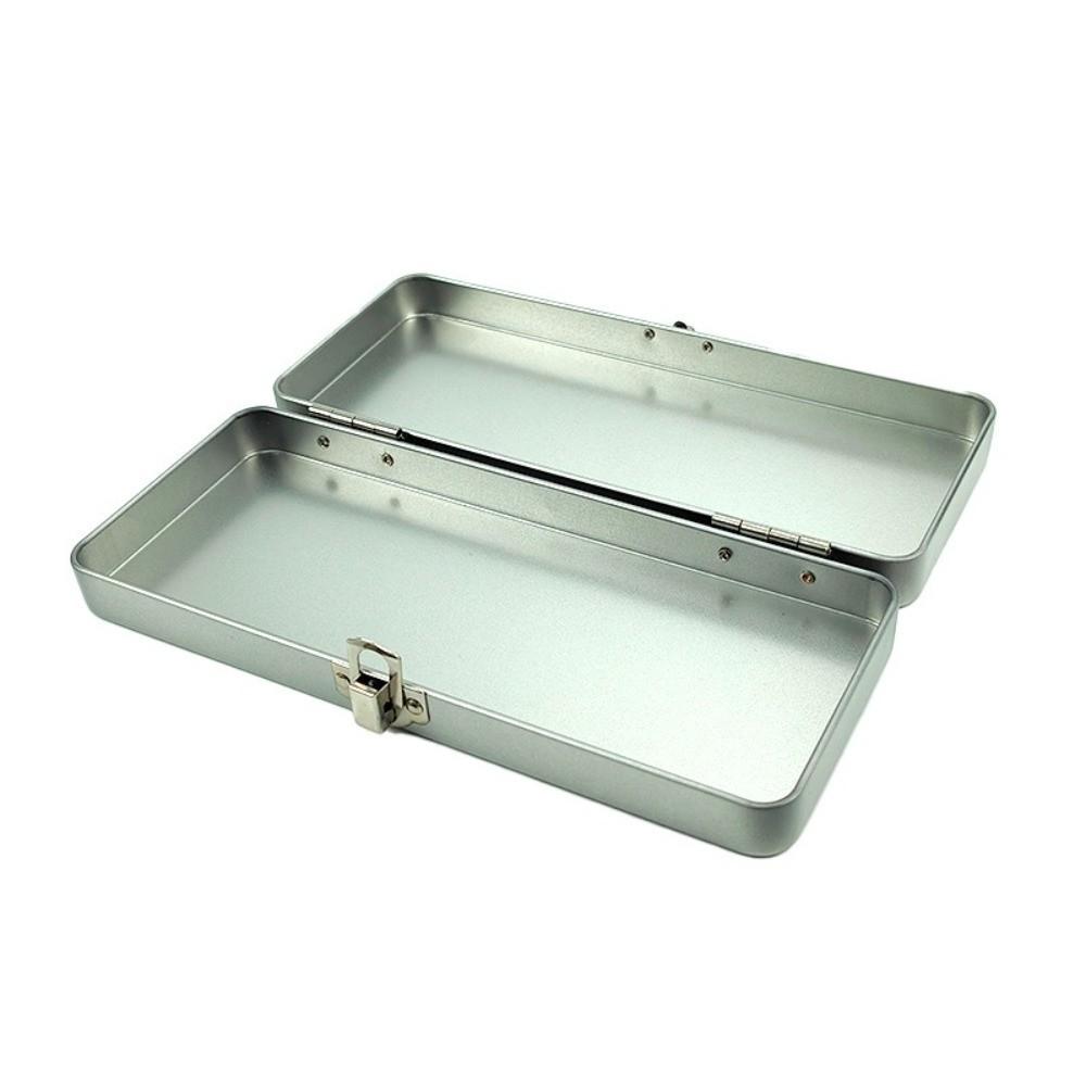 Hinge Flap Lock Storage Box Tinplate Material Organizer Box Classic Design Metal Box Art Supplies