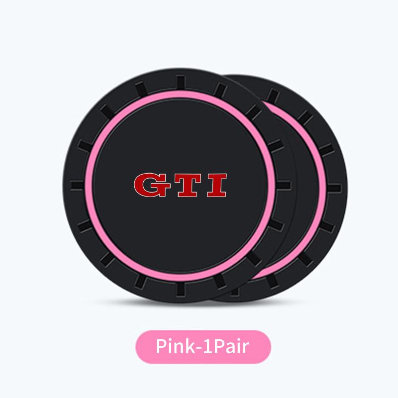 2026 Hot Sticker 2PCS Car Coasters Water Cup Slots Non-Slip Mat Waterproof Cup Pad For Volkswagen VW GTI Scirocco Jetta Beetle G
