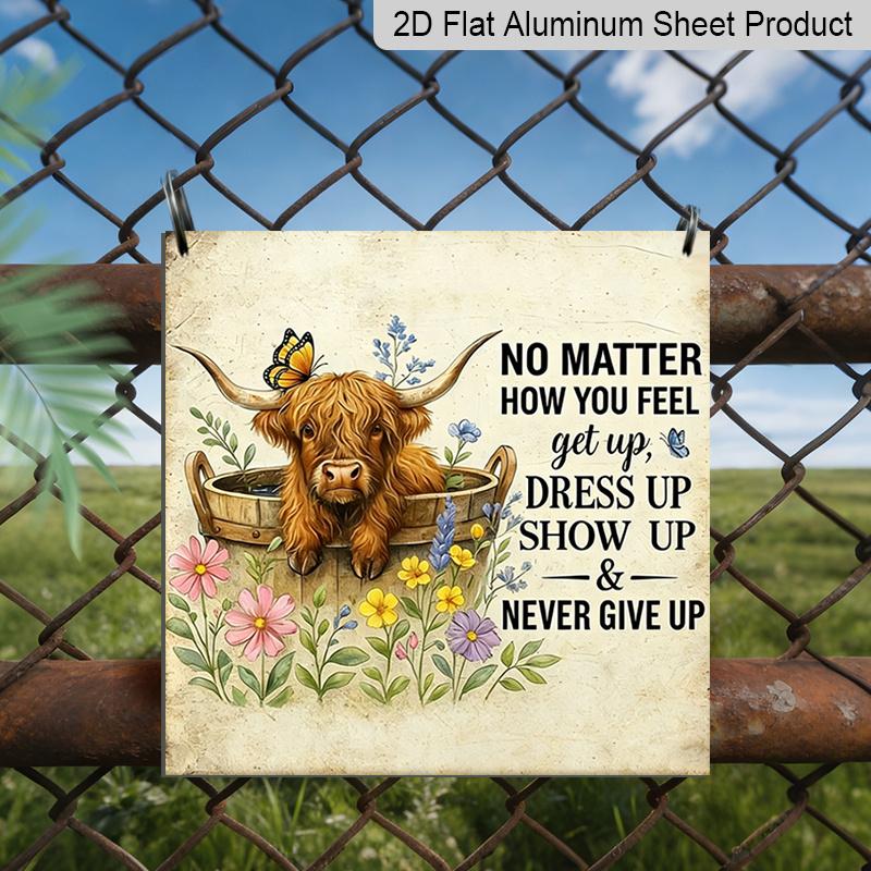 

2D Flat 1pc, Inspirational Highland Cow Sign, Outdoor Wall Art, Farmhouse Wall Decor, Living Room Decor, Office Wall Decor, Motivation Decor, Rustic 20*20cm