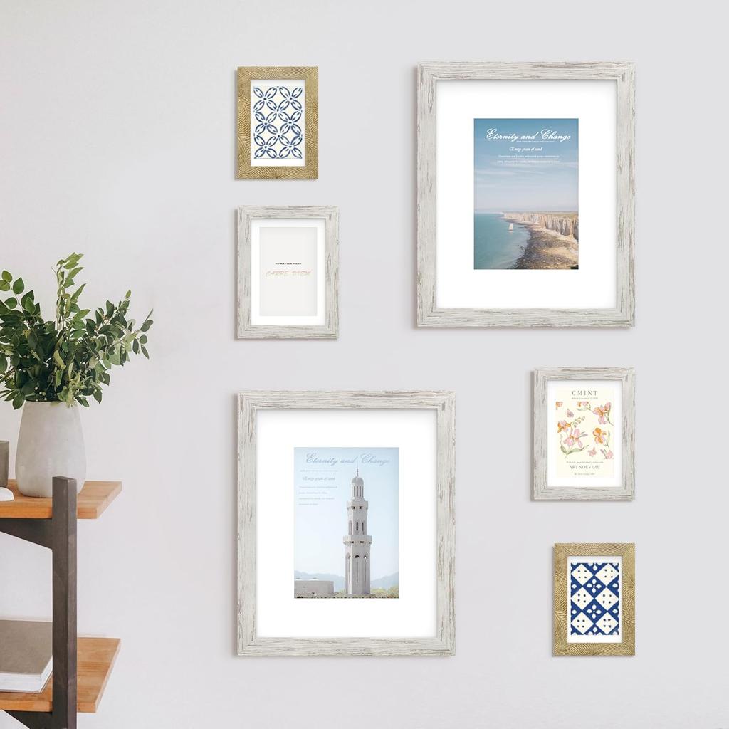 An&He 8x10 Picture Frames, Rustic Vintage Photo Frame with HD Plastic Cover, for Wall Hanging or Tabletop Display, Excellent Decorative Artwork (OW)