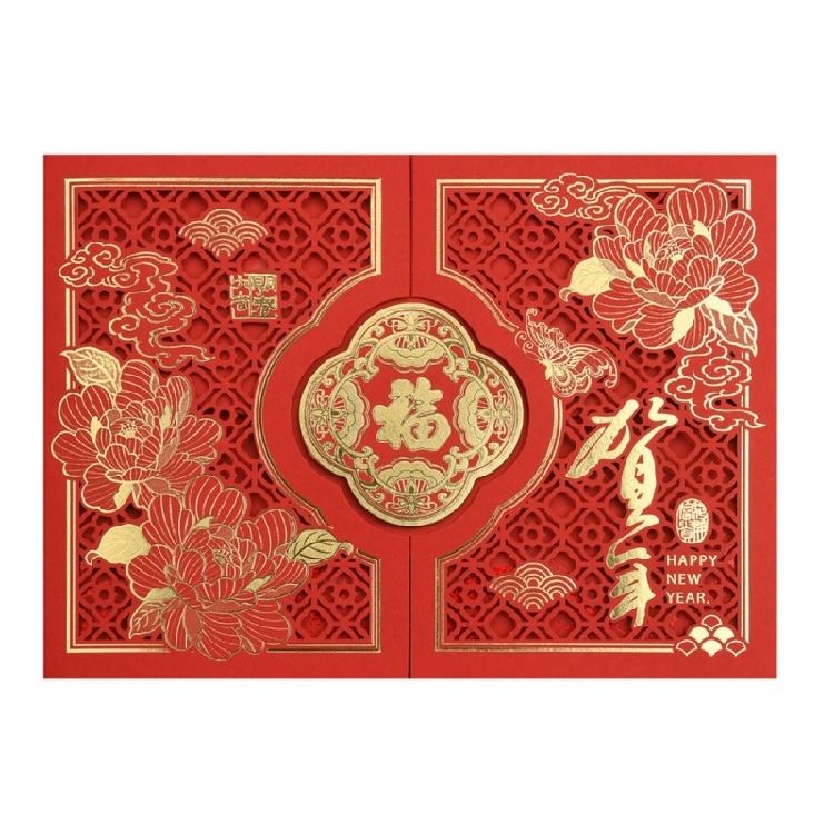 Тисненая открытка на китайский Новый год с конвертом. Поздравительная открытка  Год Лошади  для культурного мероприятия и празднования фестиваля.