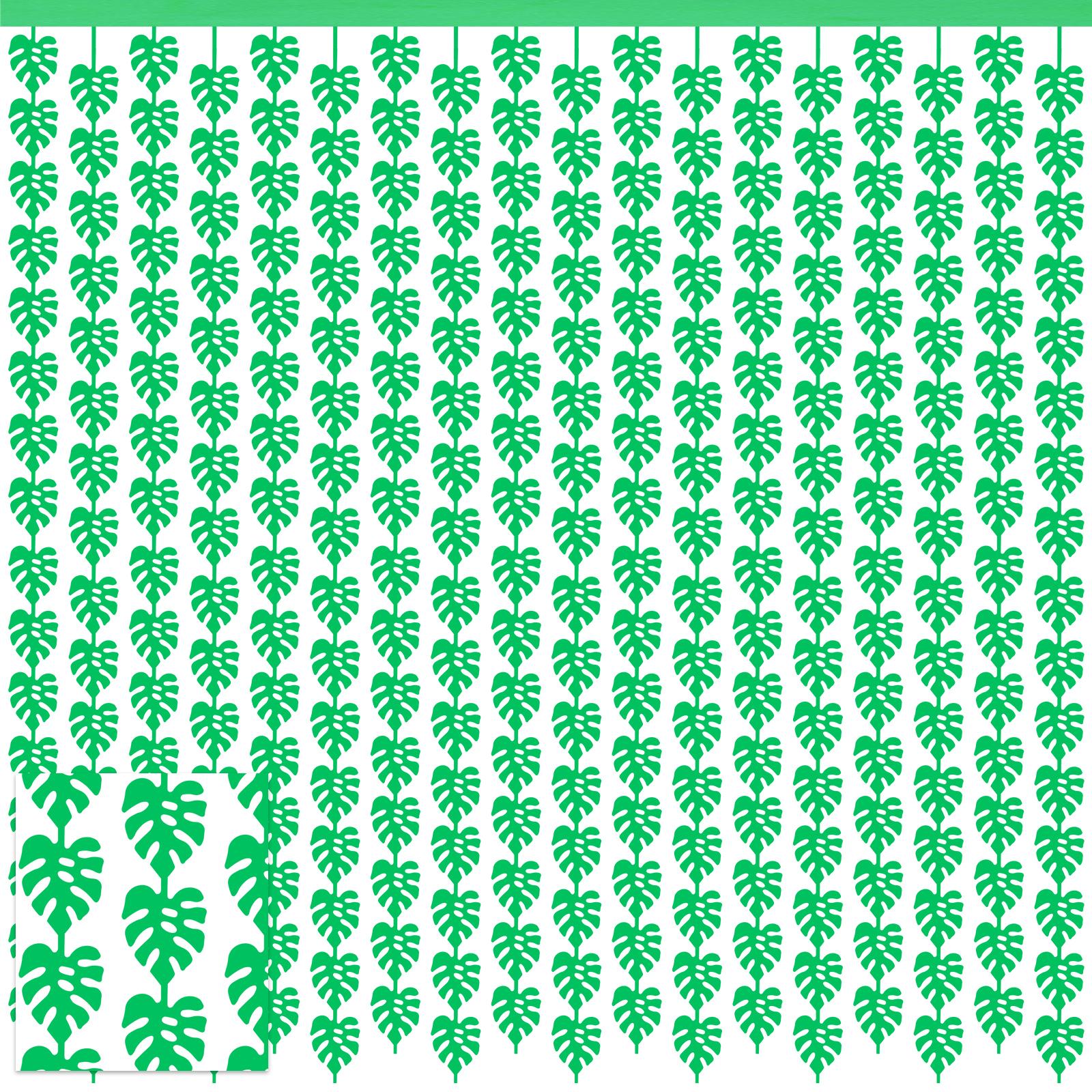 

Набор из 2 шт. Тропические украшения для вечеринки 3,3x6,6 фута Зеленые пальмовые листья Реквизит для фотобудки Летняя листва джунглей Фольгированные шторки с бахромой Для Гавайев