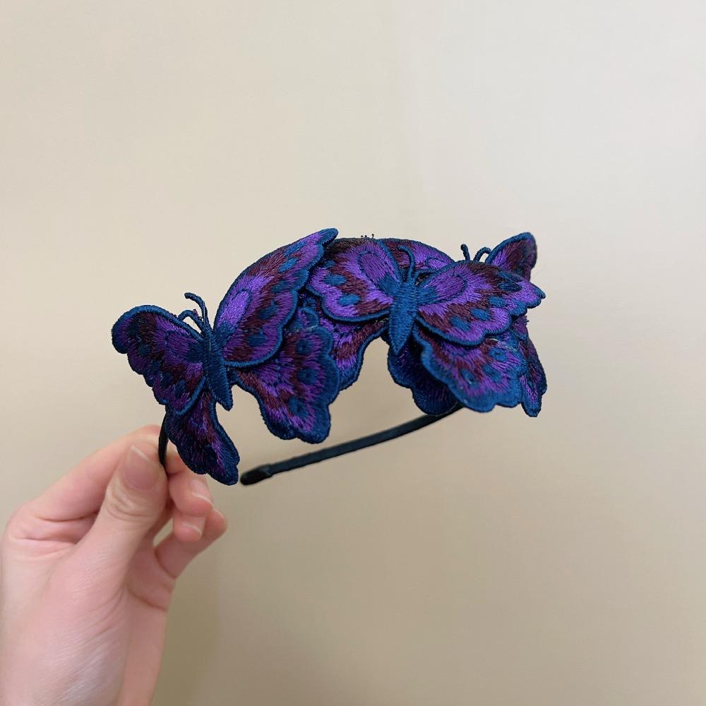 Elegant Shark Jaw Clip Chinese Style Handmade Embroidered Butterfly Hair Clip Tassel Design Retro Barrette Headband