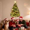 3 FT Dark Green Wall Christmas Tree with Lights & Ornaments, DIY Half Tree for Window/Door, Pet-Friendly Holiday Decor