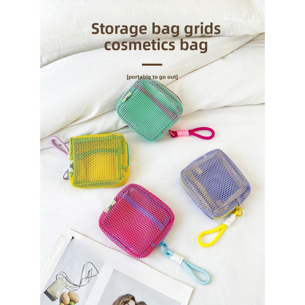 Kleur Draagbare Mesh Rits Opbergtas - Duurzame Make-up, Sieraden en Essentiële Reisorganizer - Lichtgewicht en Compacte Make-uptas