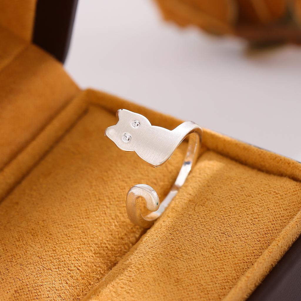 New Fashion Simple Small 925 Sterling Silver Jewelry Not Allergic Fresh Rachel Cat Animal Opening Rings    R029