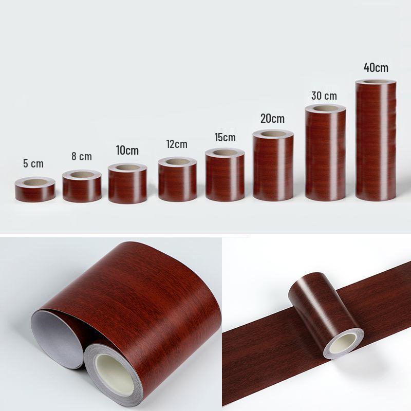 Wood Grain Self-Adhesive Veneer: 10m Decorative Strip for Covering Blemishes and Holes On Floors, Doors, and Furniture.