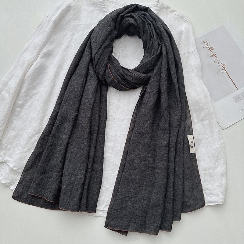 

Japan and Korea Elegant Solid Color Cotton and Linen Extended Scarf Women s Soft Skin-friendly Casual Outer Autumn Shawl XL