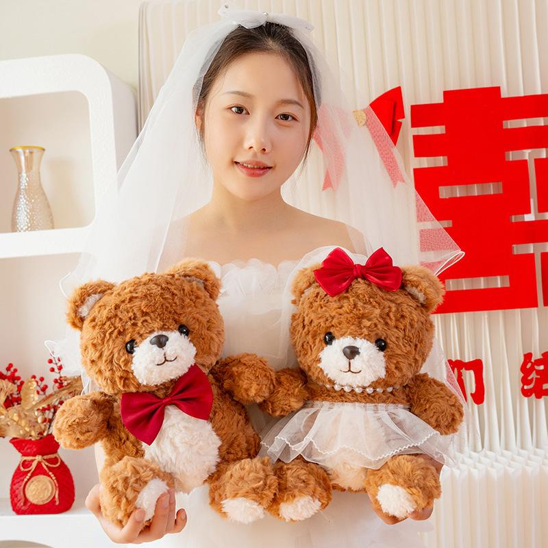 Kreative Hochzeitszimmerdekoration Presspuppe, ein Paar Hochzeitsfoto-Requisiten, Plüschpuppen-Requisiten mit Hochzeitskleid