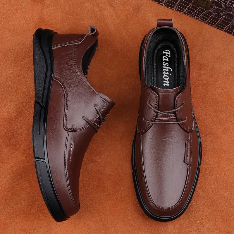 Fashion Genuine Leather Men Formal Shoes Luxury Comfy Formal Dress Footwear Outdoor Man Business Shoes Leisure Walk Derby Shoes Sneakers