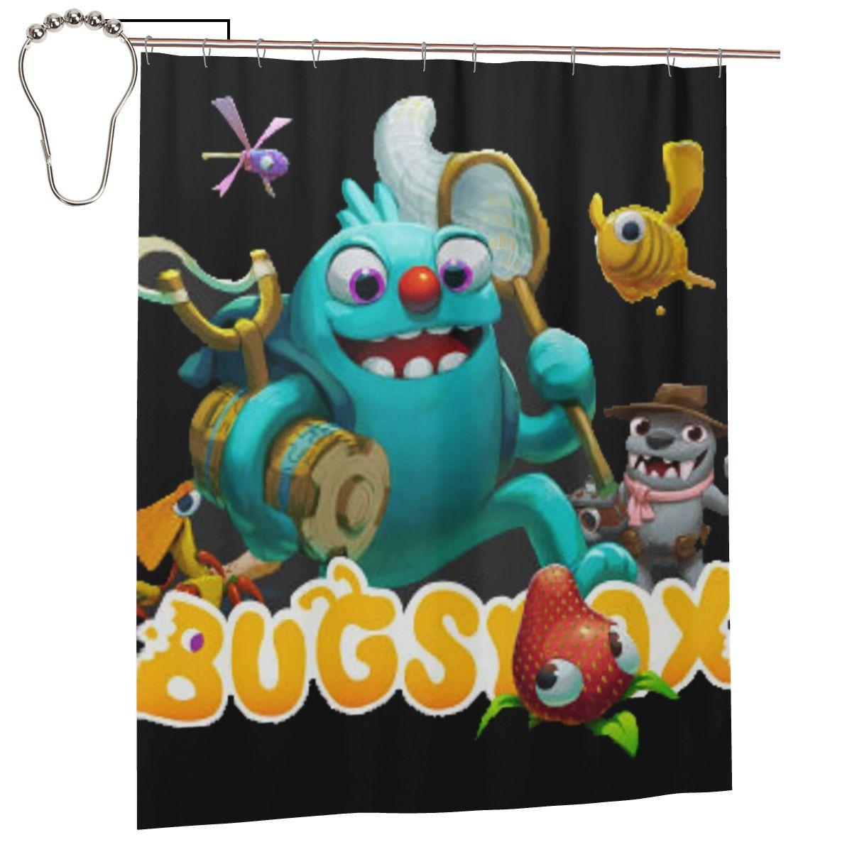 

Шторка для душа Bugsnax Ванная комната Полиэстер Водонепроницаемые Занавески для ванны С крючками W60H190(CM)-1 Pcs