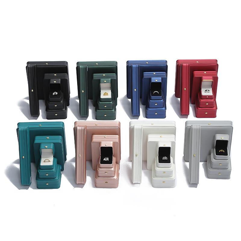 Crown Buckle PU Leather Jewelry Box for Rings, Necklaces, Bracelets, and Bangles