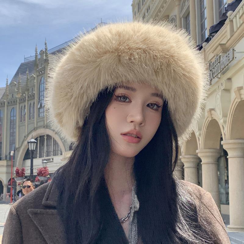 Furry Winter Women's Hat Autumn And Winter Thickened Cold-Proof And Warm Basin Bucket Hat
