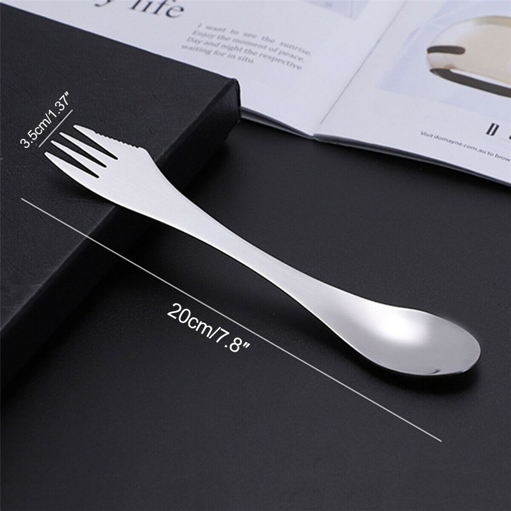 Camping Tableware Kitchen Spoon 3 In 1 Stainless Steel Fork