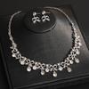 2 pieces Bow Rhinestone Jewelry Set Inlaid Crystal Necklace Set Necklace Earrings Set  Party