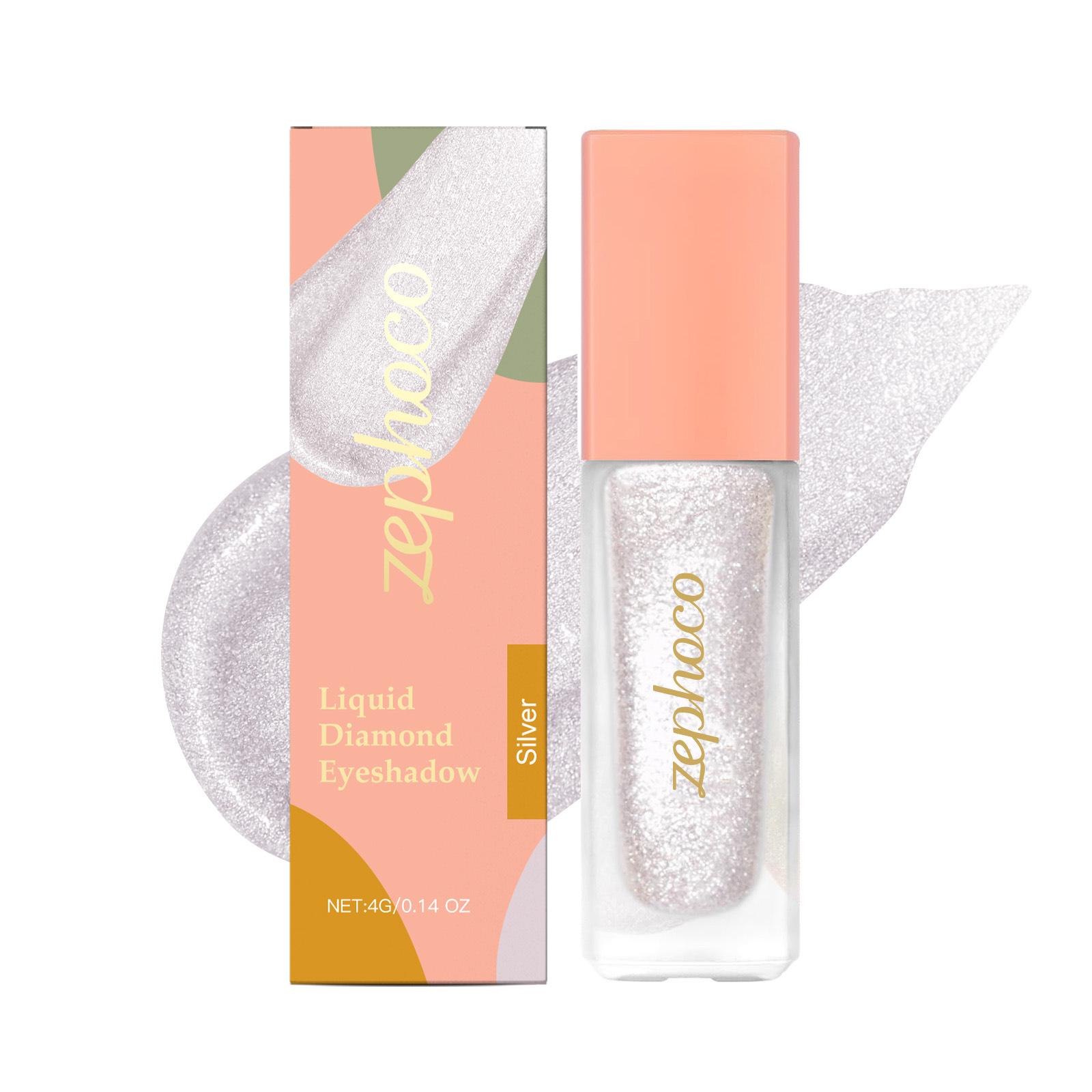 Тени для век Zephoco с бриллиантовым мерцанием (Серебряный) - Натуральный цвет, Яркий блеск, Легкое нанесение для макияжа глаз