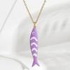 Cute Exquisite Colorful Fish Pendant Necklaces For Women Girls  Stainless Steel Necklace Summer Beach Jewelry Gift