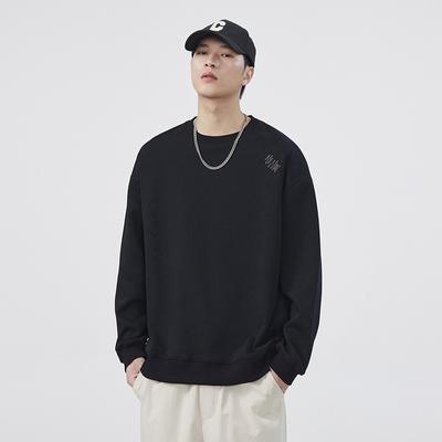 Moletom americano de gola redonda pesado para homens no outono solto na moda simples casual versátil roupas para meninos