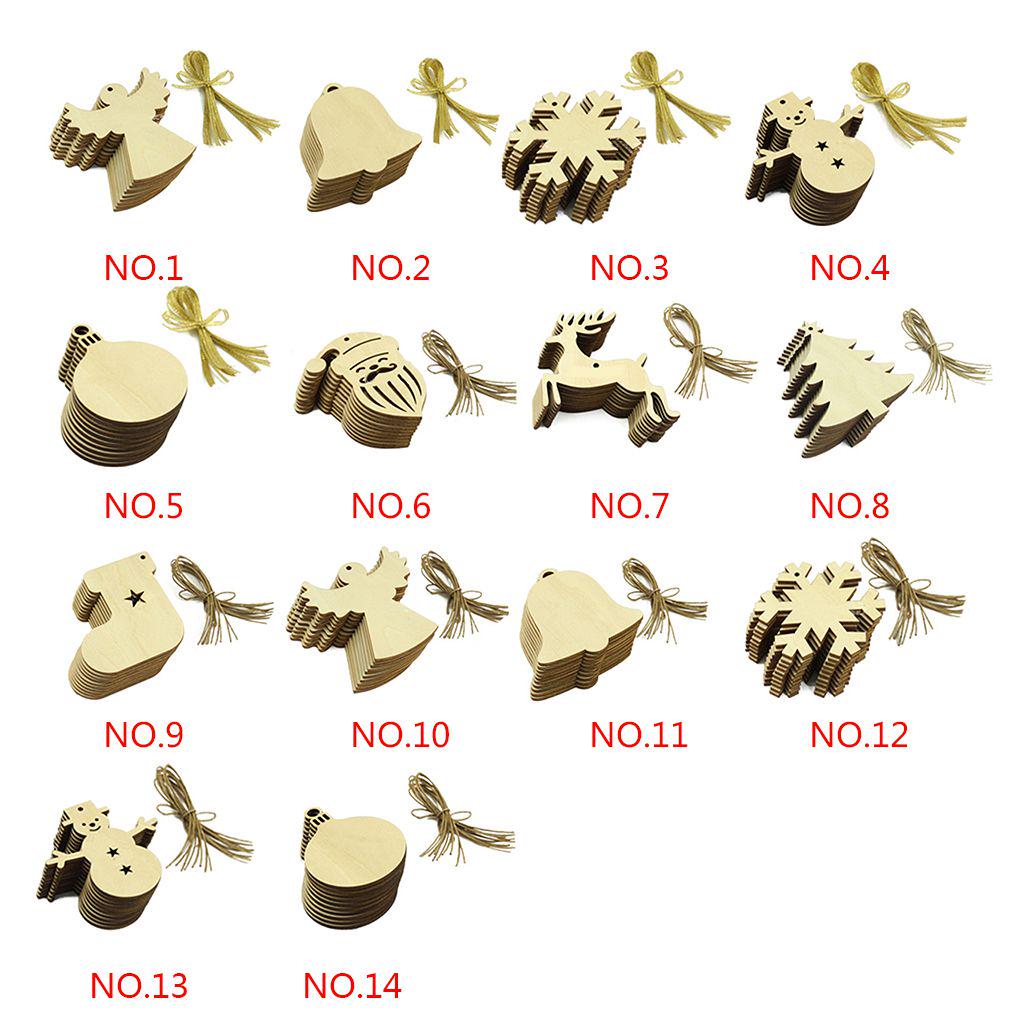 10Pcs/Set Christmas Theme Wooden Hanging Pendant Home Christmas Tree Decorations