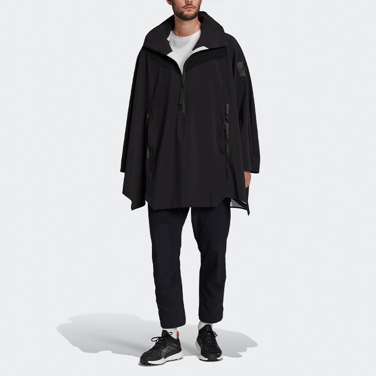 adidas Jaqueta Poncho com Capuz e Zíper Myshelter para Outono Masculino Roupa Exterior Preta FI0600