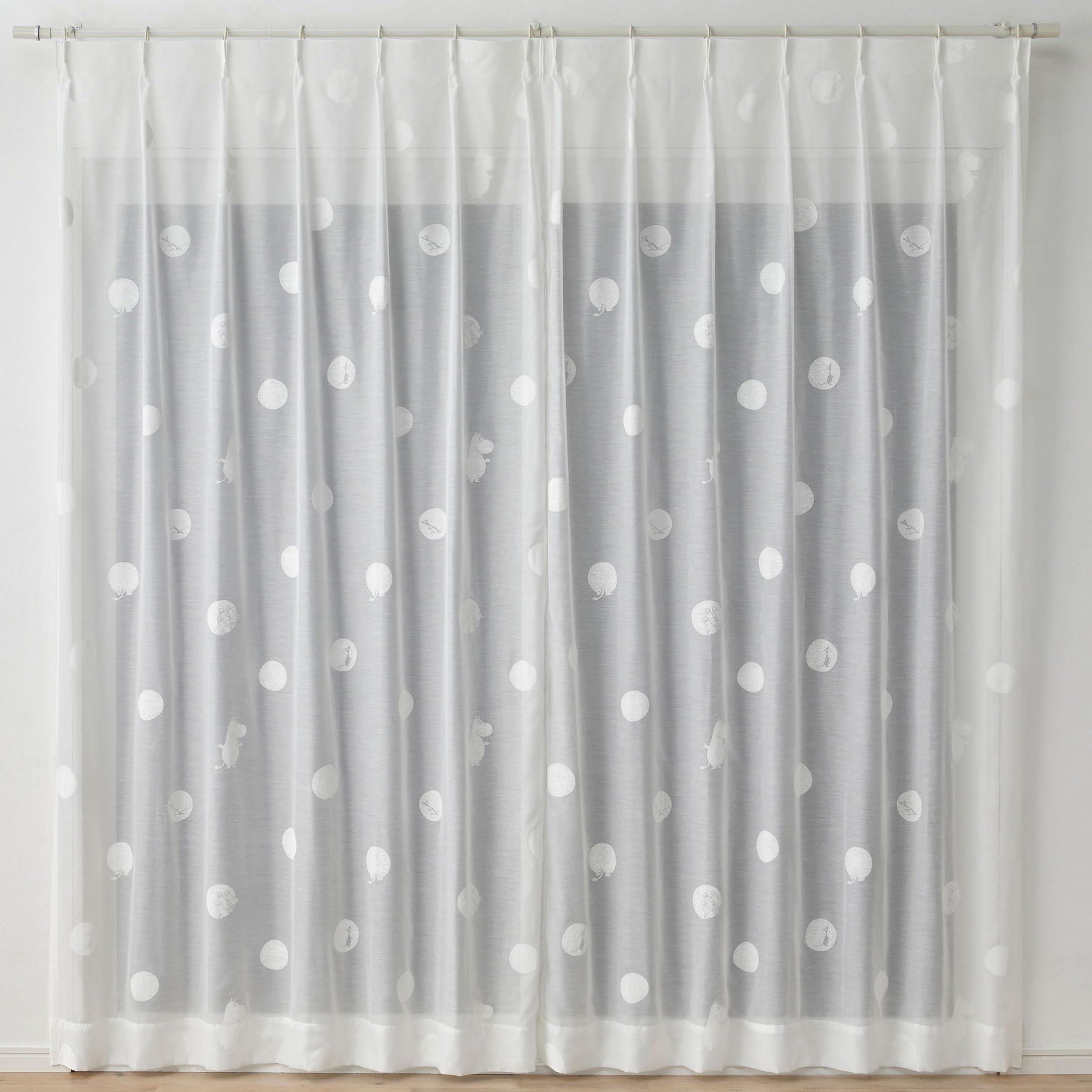 

Suminoe MOOMIN Buttocks Dot Voile Sheer 1 100 x 133 Curtains, Panel, cm, W, 342-74324 белый