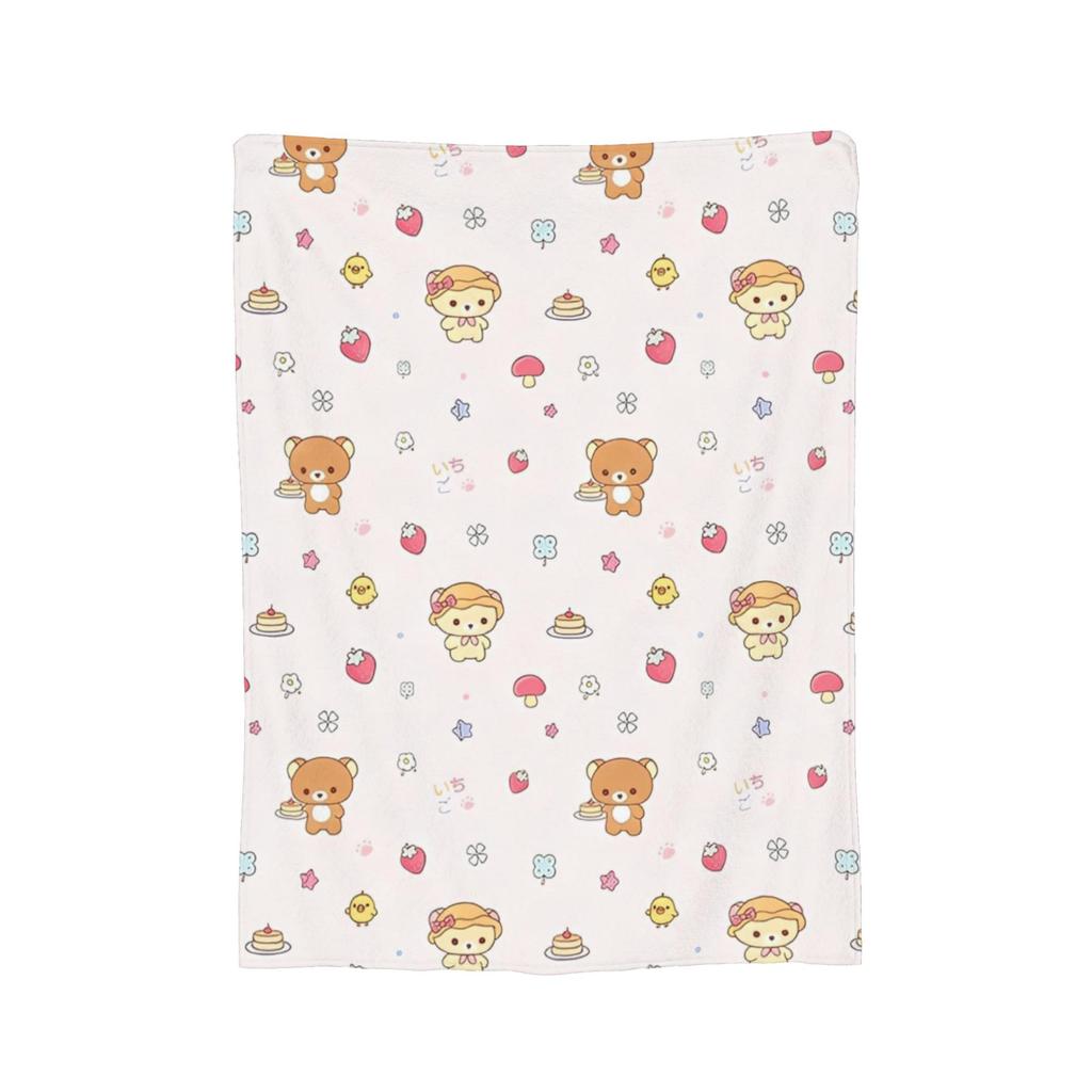 Rilakkuma Candy Strawberry Korilakkuma Blankets Flannel Throw Blanket Summer Air Conditioning Personalised Soft Warm Bedsprea,