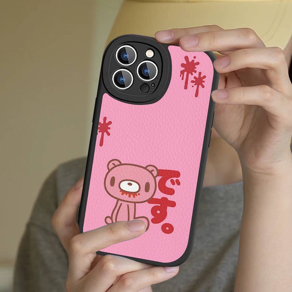 Cute G-Gloomy B-Bear Phone Case For IPhone 16 15 14 13 12 11 Pro Max Plus Leather Soft Cover