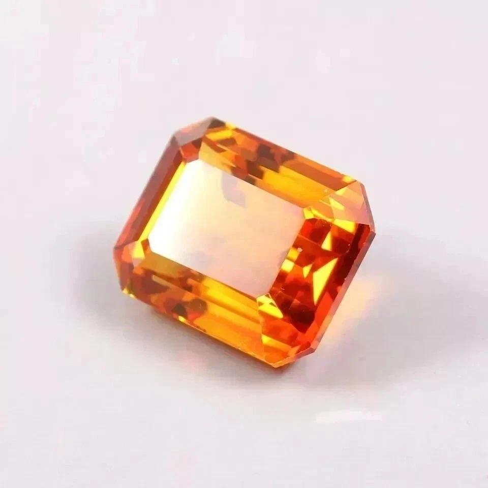Natural 24 Ct Flawless Orange Sapphire Emerald Cut Certified Loose Gemstone