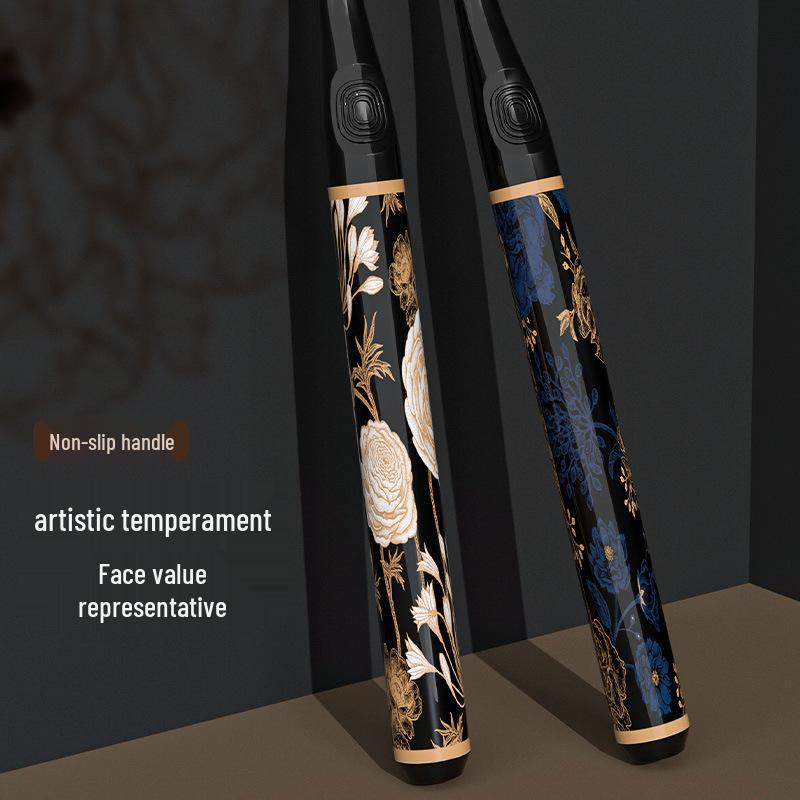 Elegante Zwart-Gouden Zachte Tandenborstel met Dichte Borstelharen en Lange Brede Kop