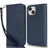 Stand Case for iPhone 15 Litchi Texture Leather Flip Phone Cover with Strap/Wallet