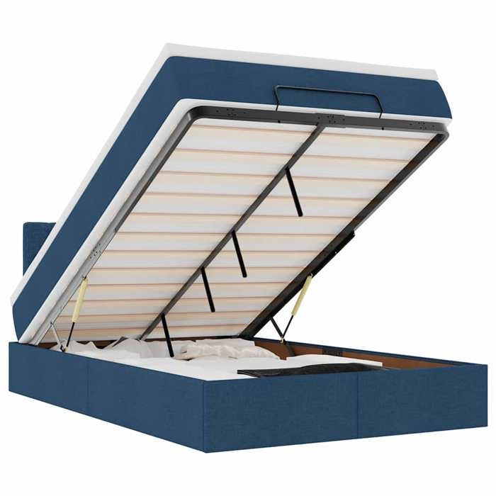 Lit ottoman - Maison Exclusive - 120 x 200 cm - Tissu bleu - Rangement avec LED