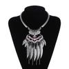 Vintage Statement Boho Necklace For Women Leaves Tassel Blue Black Red Beads Rhinestone Bohemian Necklace Party Jewelry Gift