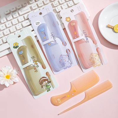 Feinzahnkamm-Set für Kinder mit Jelly Color-Cartoon-Print – Tragbares Haarstyling mit spitzem Kamm