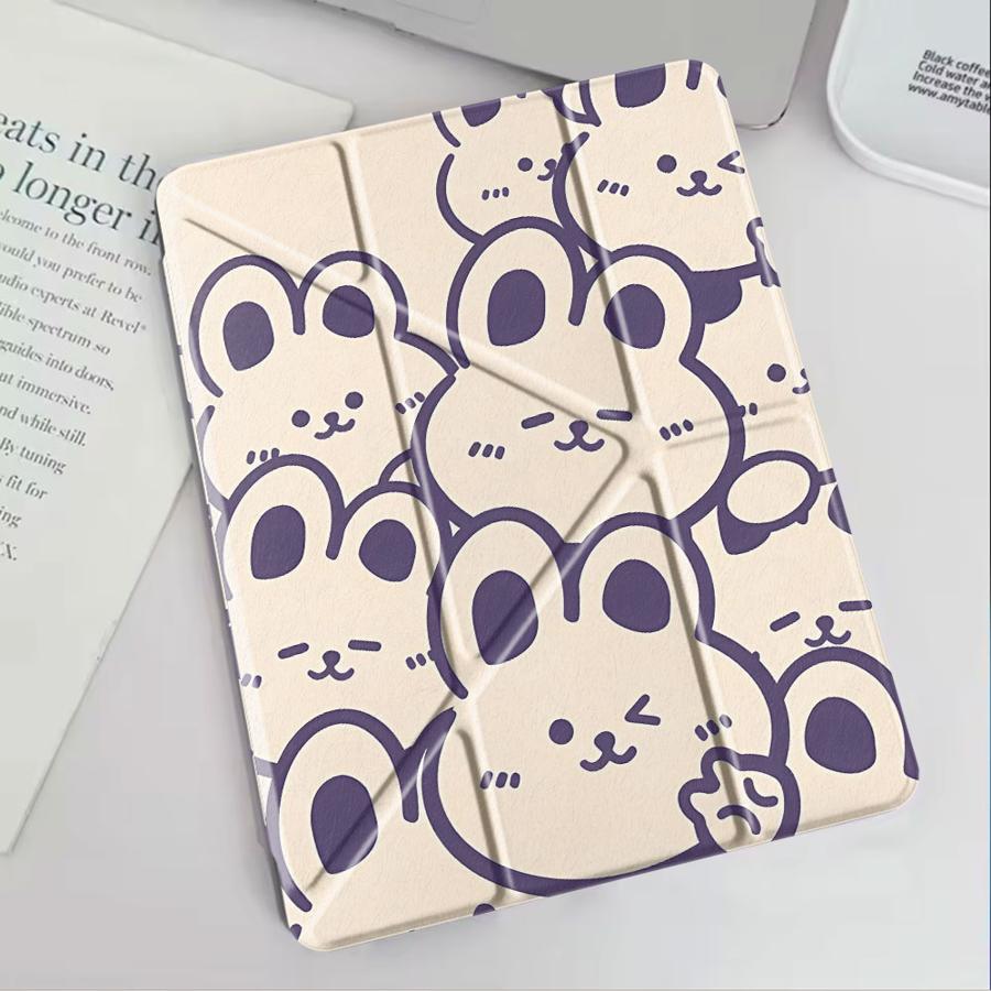Holder Cover Tablet Case For iPad Pro 11th 10th 9th 8th 7th 12.9inch Pro 2025 Air 4 5 M3 M2 1 2 M4 11inch Mini 6 7 Line Rabbit