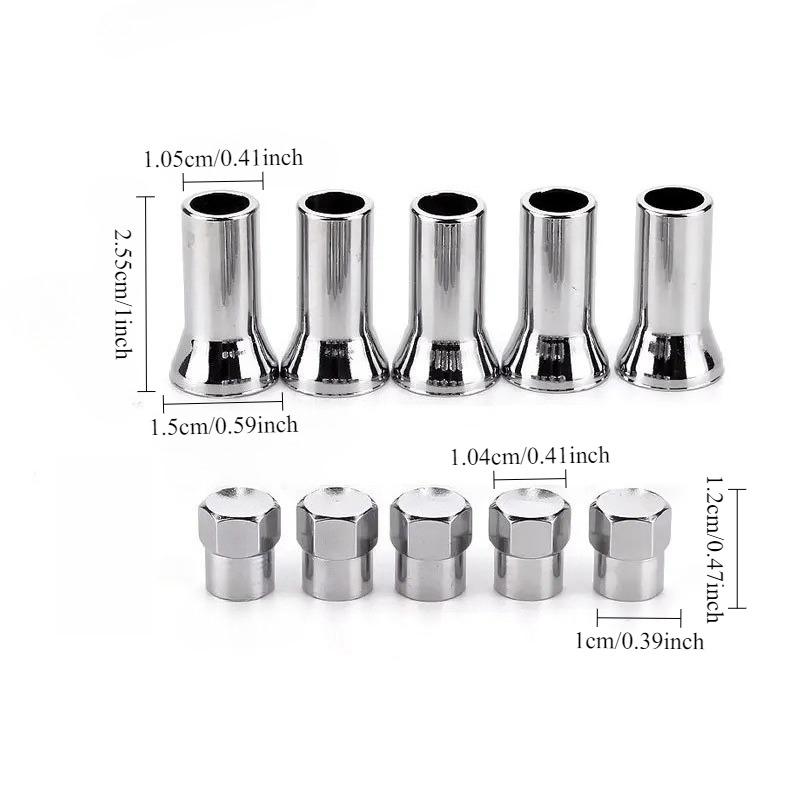 10Pcs TR414 Car Truck Tire Wheel Tyre Valve Stem Hex Caps with Sleeve Covers Left Right Front Rear Auto Accessories