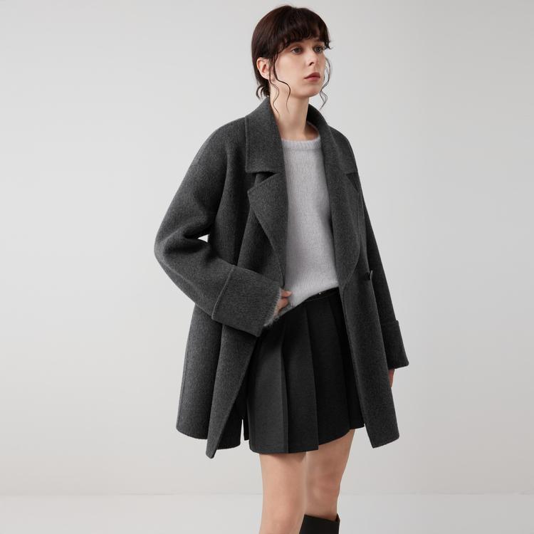ELLE French Casual Loose Versatile Comfortable Double-Sided Wool Long Sleeve Coat Women coats L8WNR002
