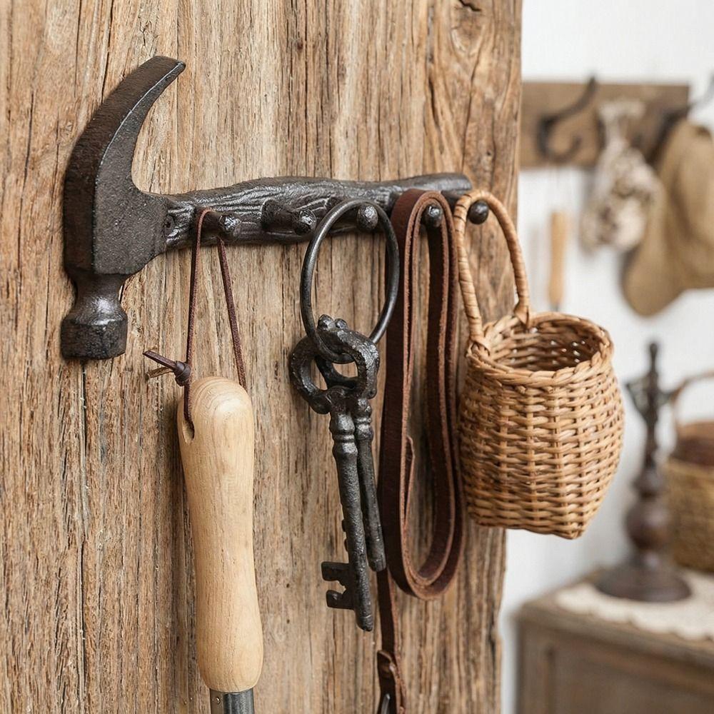 Vintage Wall-Mounted Decor Shelf DIY Dual-Purpose Hooks Cast Iron Wall Hooks  Craftsmen